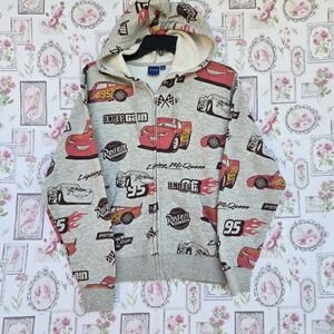 Disney Pixar Cars Lightning McQueen Gray Full Zip Hoodie Sweatshirt Size XS